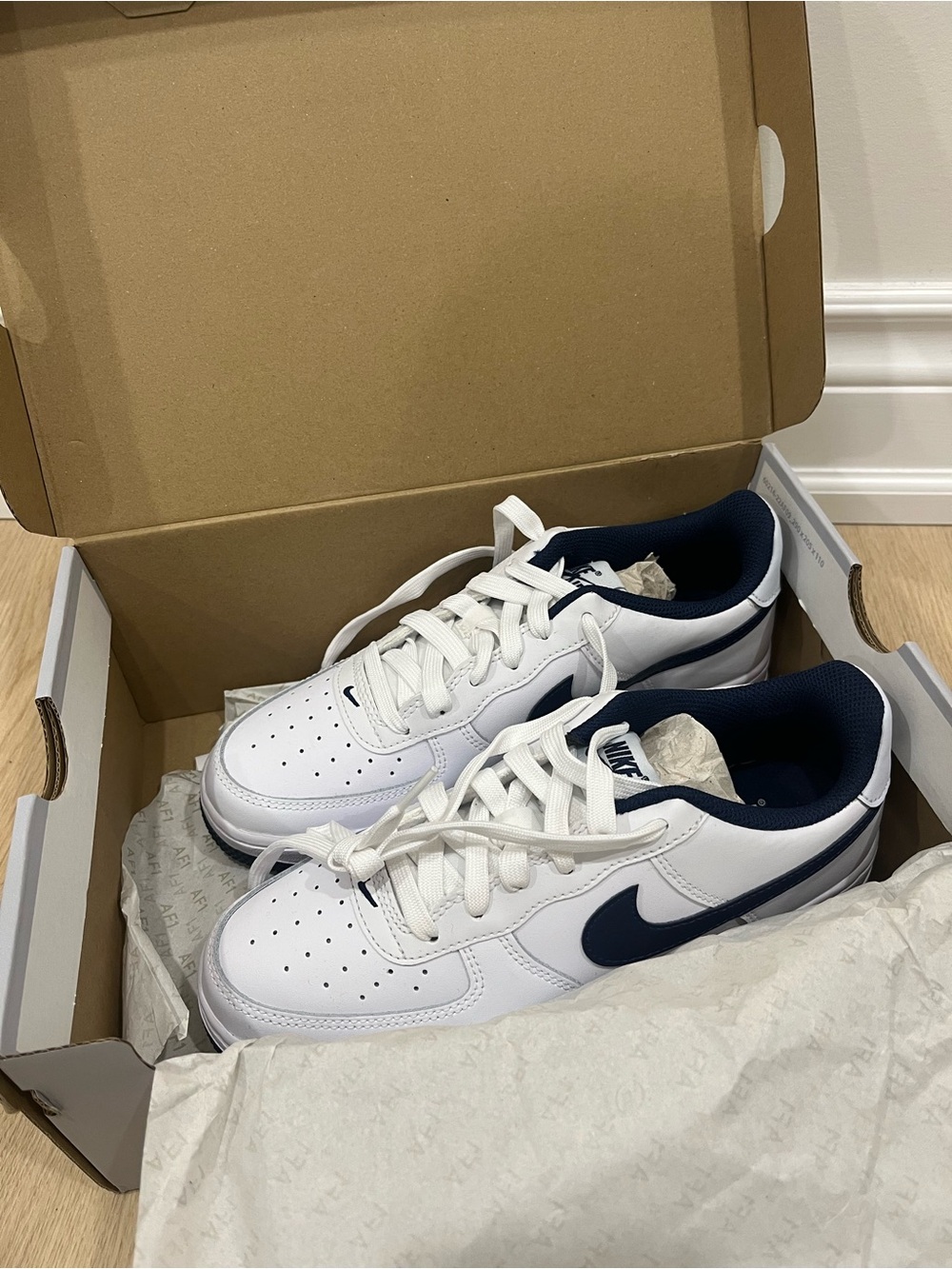 Nike White and Navy Court-Style Low Tops